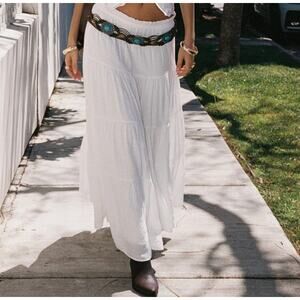 Princess Polly Mya White Maxi Skirt Womens Size 6 Cottage Boho Festival Stretchy